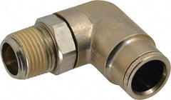 Norgren - 3/8 NPTF, Nickel Plated Brass Push-to-Connect Tube Male Swivel Elbow - 260 Max psi, Tube to Male NPT Connection - Apex Tool & Supply