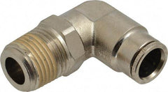 Norgren - 1/2 NPTF, Nickel Plated Brass Push-to-Connect Tube Male Swivel Elbow - 260 Max psi, Tube to Male NPT Connection - Apex Tool & Supply
