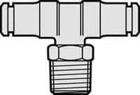 Norgren - 3/8 NPTF, Nickel Plated Brass Push-to-Connect Tube Male Swivel Branch Tee - 260 Max psi, Tube to Male NPT Connection - Apex Tool & Supply
