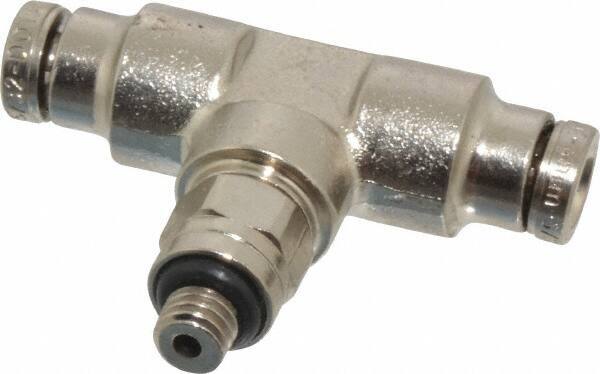 Norgren - 10-32 UNF, Nickel Plated Brass Push-to-Connect Tube Male Swivel Branch Tee - 260 Max psi, Tube to Male UNF Connection - Apex Tool & Supply