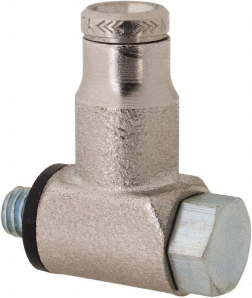 Norgren - 1/4 NPTF, Nickel Plated Brass Push-to-Connect Tube Male Swivel Branch Tee - 260 Max psi, Tube to Male NPT Connection - Apex Tool & Supply
