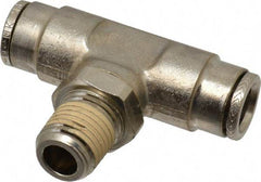 Norgren - 1/4 NPTF, Nickel Plated Brass Push-to-Connect Tube Male Swivel Branch Tee - 260 Max psi, Tube to Male NPT Connection - Apex Tool & Supply