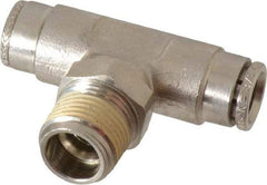 Norgren - 3/8 NPTF, Nickel Plated Brass Push-to-Connect Tube Male Swivel Branch Tee - 260 Max psi, Tube to Male NPT Connection - Apex Tool & Supply
