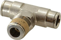 Norgren - 1/2 NPTF, Nickel Plated Brass Push-to-Connect Tube Male Swivel Branch Tee - 260 Max psi, Tube to Male NPT Connection - Apex Tool & Supply