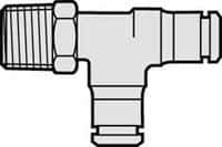 Norgren - 10-32 UNF, Nickel Plated Brass Push-to-Connect Male Swivel Run Tee - 260 Max psi, Tube to Male UNF Connection - Apex Tool & Supply