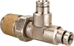 Norgren - 1/4 NPTF, Nickel Plated Brass Push-to-Connect Tube Male Swivel Run Tee - 260 Max psi, Tube to Male NPT Connection - Apex Tool & Supply