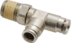 Norgren - 1/4 NPTF, Nickel Plated Brass Push-to-Connect Tube Male Swivel Run Tee - 260 Max psi, Tube to Male NPT Connection - Apex Tool & Supply