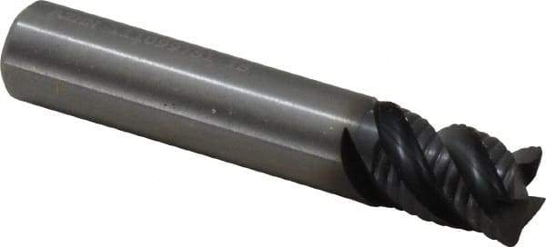 Kennametal - 3/8" Diam, 1/2" LOC, 4 Flute Solid Carbide 0.03" Corner Radius Roughing End Mill - AlTiN Finish, 2" OAL, 3/8" Shank Diam, Single End, Centercutting, 40° Helix - Apex Tool & Supply
