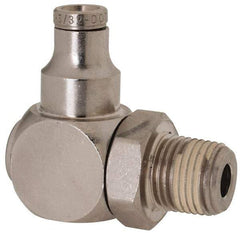Norgren - 1/8 NPTF, Nickel Plated Brass Push-to-Connect Tube Banjo Elbow - 260 Max psi, Tube to Male Connection - Apex Tool & Supply