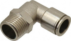 Norgren - 1/4 NPTF, Nickel Plated Brass Push-to-Connect Tube Banjo Elbow - 260 Max psi, Tube to Male Connection - Apex Tool & Supply