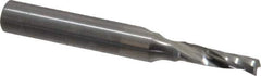 Onsrud - 5/32" Cutting Diam x 9/16" Length of Cut, 1 Flute, Upcut Spiral Router Bit - Uncoated, Right Hand Cut, Solid Carbide, 2" OAL x 1/4" Shank Diam, Single Edge, 21° Helix Angle - Apex Tool & Supply