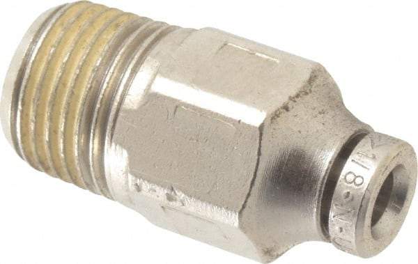 Norgren - 1/8" Outside Diam, 1/8 BSPT, Nickel Plated Brass Push-to-Connect Tube Male Connector - 260 Max psi, Tube to Male Connection - Apex Tool & Supply