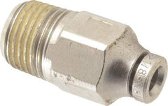 Norgren - 1/8" Outside Diam, 1/8 BSPT, Nickel Plated Brass Push-to-Connect Tube Male Connector - 260 Max psi, Tube to Male Connection - Apex Tool & Supply