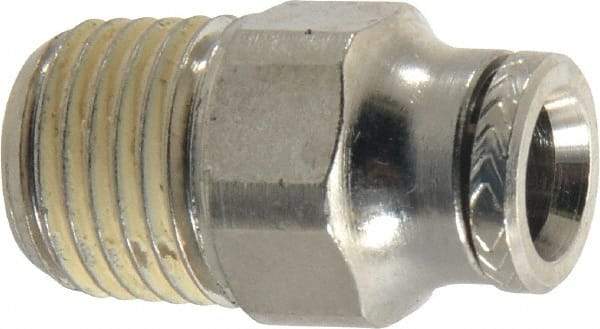 Norgren - 1/4" Outside Diam, 1/4 BSPT, Nickel Plated Brass Push-to-Connect Tube Male Connector - 260 Max psi, Tube to Male Connection - Apex Tool & Supply