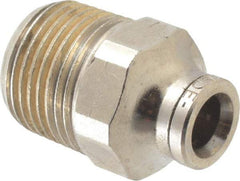 Norgren - 1/4" Outside Diam, 3/8 BSPT, Nickel Plated Brass Push-to-Connect Tube Male Connector - 260 Max psi, Tube to Male Connection - Apex Tool & Supply