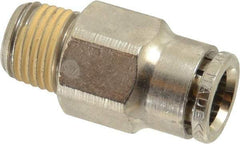 Norgren - 3/8" Outside Diam, 1/4 BSPT, Nickel Plated Brass Push-to-Connect Tube Male Connector - 260 Max psi, Tube to Male Connection - Apex Tool & Supply
