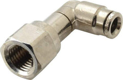 Norgren - 1/4" Outside Diam, 1/4 NPTF, Nickel Plated Brass Push-to-Connect Tube Female Swivel Elbow - 260 Max psi, Tube to Female NPT Connection - Apex Tool & Supply