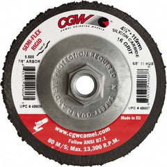 Camel Grinding Wheels - 4-1/2" Diam 5/8-11 Threaded Hole 36 Grit Fiber Disc - Medium Grade, Silicon Carbide, 13,300 Max RPM - Apex Tool & Supply