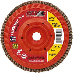 Camel Grinding Wheels - 40 Grit, 6" Disc Diam, 5/8-11 Center Hole, Compact Ceramic Flap Disc - 10,200 Max RPM, Cloth Backing, Arbor Attaching System, Coated - Apex Tool & Supply