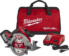 Milwaukee Tool - 18 Volt, 7-1/4" Blade, Cordless Circular Saw - 5,800 RPM, 1 Lithium-Ion Battery Included - Apex Tool & Supply