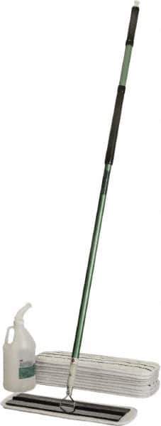 Ability One - 55" Long x 6" Wide Microfiber Dust Flat Mop - Hook & Loop, Green, Looped Head, Launderable - Apex Tool & Supply