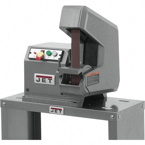 Jet - 42" Long x 1" Wide Belt Grinder - 0.75 hp, 115/230 Volts, 4,500 RPM Disc Speed, Vertical Belt, 5,500 Ft per min Belt Speed - Apex Tool & Supply