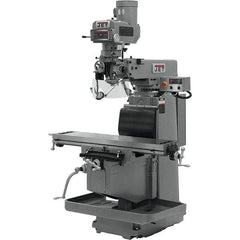 Jet - 12" Table Width x 54" Table Length, Variable Speed Pulley Control, 3 Phase Knee Milling Machine - R8 Spindle Taper, 5 hp - Apex Tool & Supply