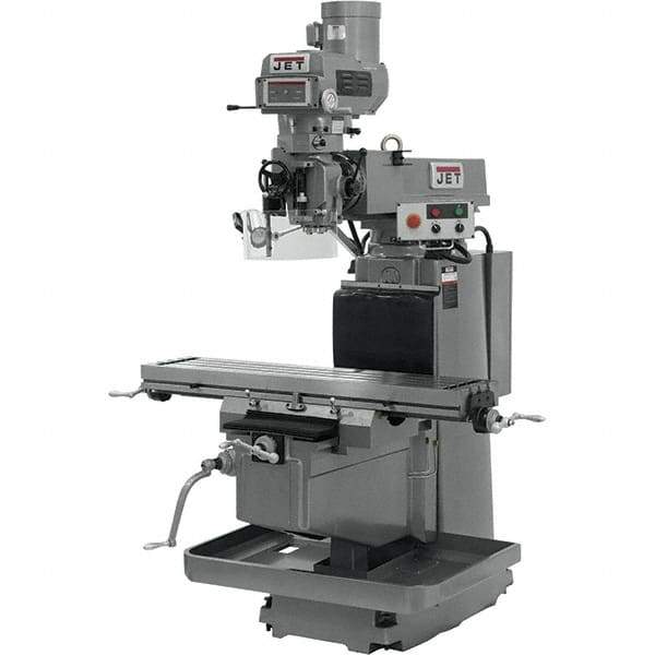 Jet - 12" Table Width x 54" Table Length, Variable Speed Pulley Control, 3 Phase Knee Milling Machine - NT40 Spindle Taper, 5 hp - Apex Tool & Supply