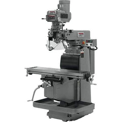 Jet - 12" Table Width x 54" Table Length, Variable Speed Pulley Control, 3 Phase Knee Milling Machine - NT40 Spindle Taper, 5 hp - Apex Tool & Supply