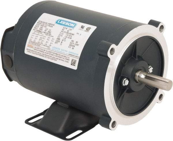 Leeson - 1/2 Max hp, 1,800 Max RPM, Electric AC DC Motor - 230/460 V Input, Three Phase, S56C Frame, C-Face with Base Mount, TENV Enclosure - Apex Tool & Supply