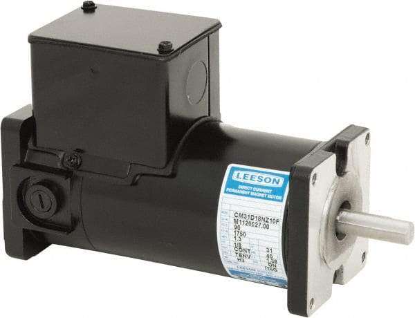 Leeson - 1/4 Max hp, 3,500 Max RPM, DC Electric AC DC Motor - 115 V Input, 31GS Frame, Square Flange Mount, TENV Enclosure - Apex Tool & Supply
