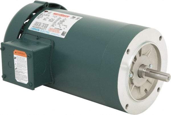 Leeson - 3 Max hp, 3,600 Max RPM, Premium Efficient Electric AC DC Motor - 230/460 V Input, Three Phase, 56C Frame, C-Face Mount, TEFC Enclosure - Apex Tool & Supply