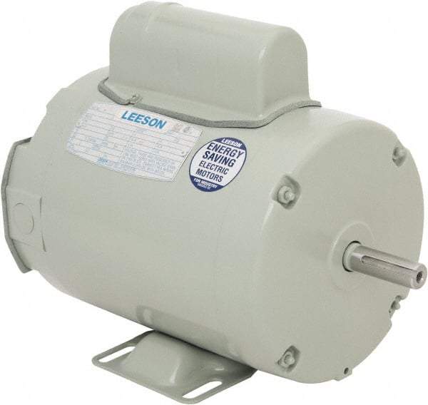 Leeson - 1-1/2 Max hp, 3,450 Max RPM, Fan Duty Electric AC DC Motor - 115/230 V Input, Single Phase, 56Z Frame, 5/8" Shaft Diam, Rigid Base Mount, TEAO Enclosure - Apex Tool & Supply