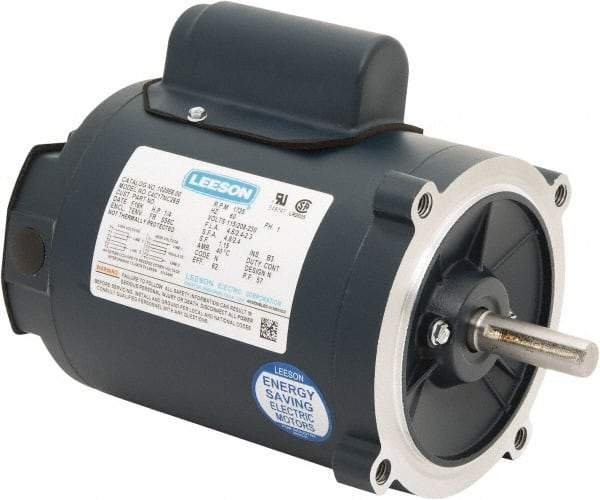 Leeson - 1/4 Max hp, 1,800 Max RPM, Capacitor Start Electric AC DC Motor - 115/230 V Input, Single Phase, S56C Frame, 5/8" Shaft Diam, C-Face Mount, TENV Enclosure - Apex Tool & Supply