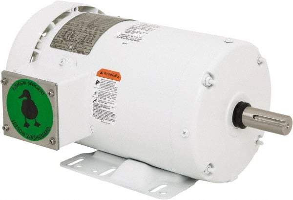 Leeson - 2 Max hp, 1,800 Max RPM, Premium Efficient Electric AC DC Motor - 230/460 V Input, Three Phase, 145T Frame, Rigid Base Mount, TEFC Enclosure - Apex Tool & Supply