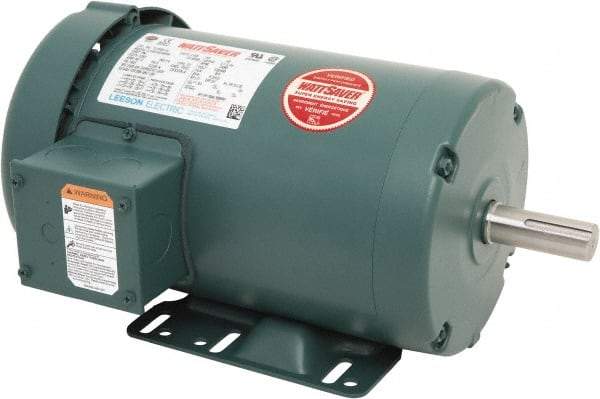 Leeson - 3 Max hp, 3,600 Max RPM, Premium Efficient Electric AC DC Motor - 230/460 V Input, Three Phase, 145T Frame, Rigid Base Mount, TEFC Enclosure - Apex Tool & Supply