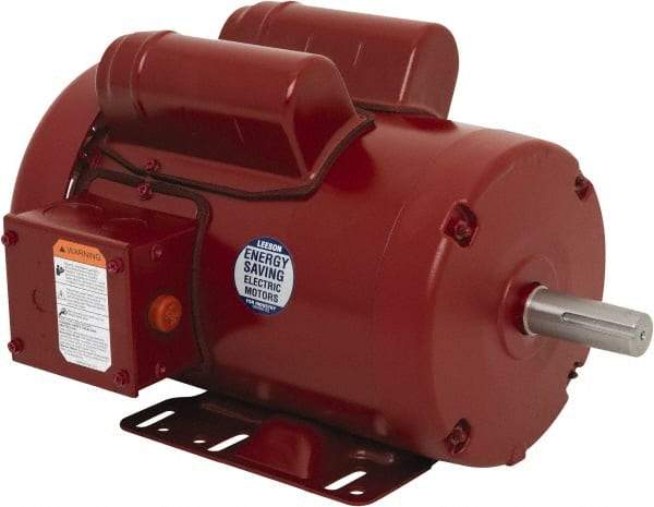 Leeson - 1-1/2 Max hp, 1,800 Max RPM, Electric AC DC Motor - 115/208-230 V Input, Single Phase, 56HZ Frame, Rigid Base Mount, TEFC Enclosure - Apex Tool & Supply