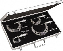 Starrett - Mechanical Outside Micrometer Sets Minimum Measurement (Inch): 0 Maximum Measurement (Inch): 4 - Apex Tool & Supply