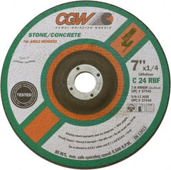 Camel Grinding Wheels - 24 Grit, 9" Wheel Diam, 1/4" Wheel Thickness, Type 27 Depressed Center Wheel - Coarse Grade, Silicon Carbide, Resinoid Bond, 6,650 Max RPM - Apex Tool & Supply