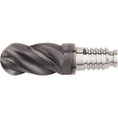 Kennametal - 3/8" Mill Diam, 9/16" LOC, Solid Carbide Ball End Mill Head - Spiral Flute, Right Hand Cut, 39° Helix, 4 Flutes, AlTiN Finish - Apex Tool & Supply