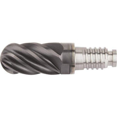 Kennametal - 3/8" Mill Diam, 9/16" LOC, Solid Carbide Ball End Mill Head - Spiral Flute, Right Hand Cut, 39° Helix, 6 Flutes, AlTiN Finish - Apex Tool & Supply