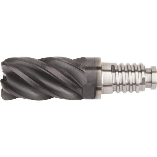 Kennametal - 12mm Diam, 18mm LOC, 5 Flute, 1mm Corner Radius End Mill Head - Solid Carbide, AlTiN Finish, Duo-Lock 12 Connection, Spiral Flute, 37 & 39° Helix - Apex Tool & Supply