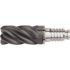 Kennametal - 1/2" Diam, 3/4" LOC, 5 Flute, 0.762mm Corner Radius End Mill Head - Solid Carbide, AlTiN Finish, Duo-Lock 12 Connection, Spiral Flute, 37 & 39° Helix - Apex Tool & Supply