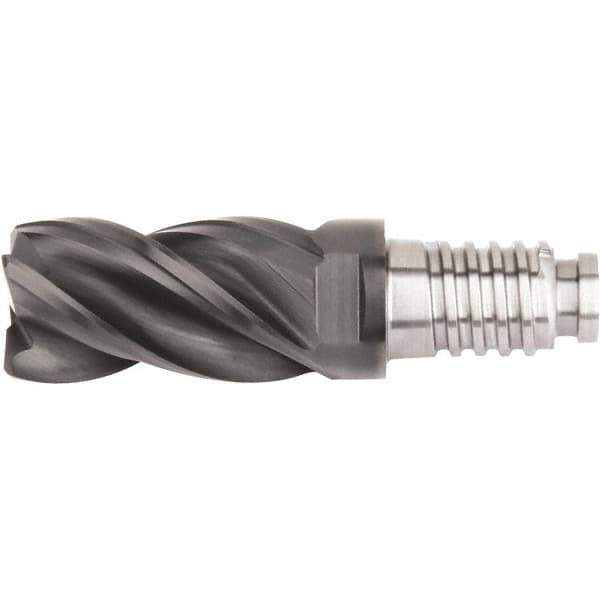 Kennametal - 1/2" Diam, 3/4" LOC, 4 Flute, 2.286mm Corner Radius End Mill Head - Solid Carbide, AlTiN Finish, Duo-Lock 12 Connection, Spiral Flute, 37 & 39° Helix, Centercutting - Apex Tool & Supply