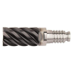 Kennametal - 3/8" Diam, 9/16" LOC, 6 Flute, 0.381mm Corner Radius End Mill Head - Solid Carbide, AlTiN Finish, Duo-Lock 12 Connection, Spiral Flute, 45° Helix, Centercutting - Apex Tool & Supply