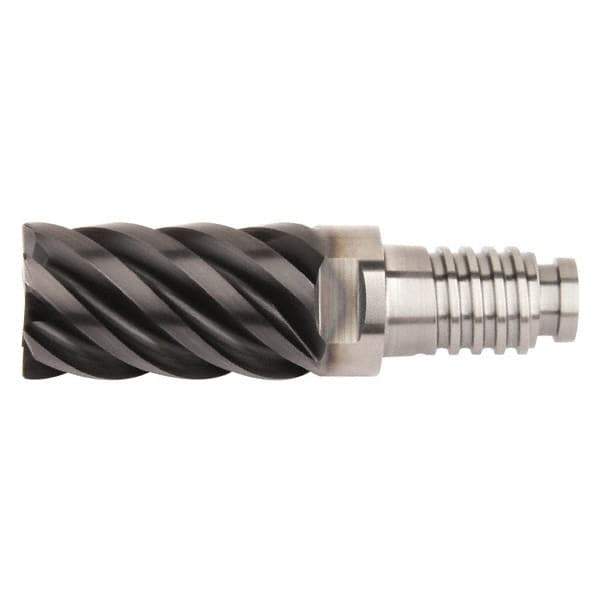 Kennametal - 1/2" Diam, 3/4" LOC, 6 Flute, 0.762mm Corner Radius End Mill Head - Solid Carbide, AlTiN Finish, Duo-Lock 12 Connection, Spiral Flute, 45° Helix, Centercutting - Apex Tool & Supply