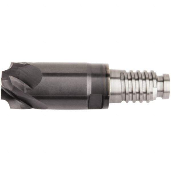 Kennametal - 12mm Diam, 2mm LOC, 5 Flute, 2mm Corner Radius End Mill Head - Solid Carbide, AlTiN Finish, Duo-Lock 10 Connection, Spiral Flute, 0° Helix - Apex Tool & Supply