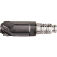 Kennametal - 12mm Diam, 2mm LOC, 5 Flute, 2mm Corner Radius End Mill Head - Solid Carbide, AlTiN Finish, Duo-Lock 10 Connection, Spiral Flute, 0° Helix - Apex Tool & Supply