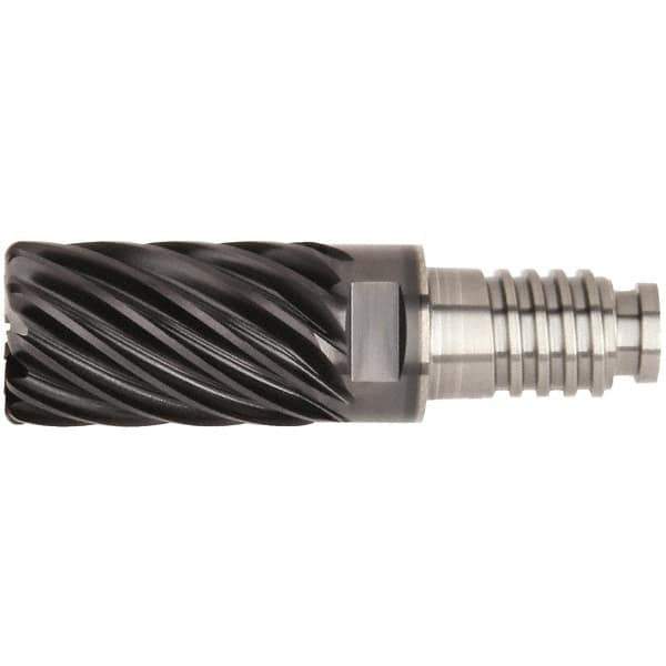 Kennametal - 10mm Diam, 15mm LOC, 9 Flute, 0.5mm Corner Radius End Mill Head - Solid Carbide, AlTiN Finish, Duo-Lock 10 Connection, Spiral Flute, 36° Helix - Apex Tool & Supply