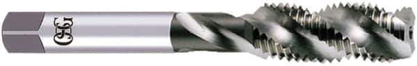 OSG - 9/16-12 UNC, 4 Flute, 50° Helix, Bottoming Chamfer, Bright Finish, High Speed Steel Spiral Flute STI Tap - Right Hand Flute, 4-1/32" OAL, 0.542" Shank Diam, 1-13/16" Thread Length, 3B Class of Fit, Series S108 - Exact Industrial Supply